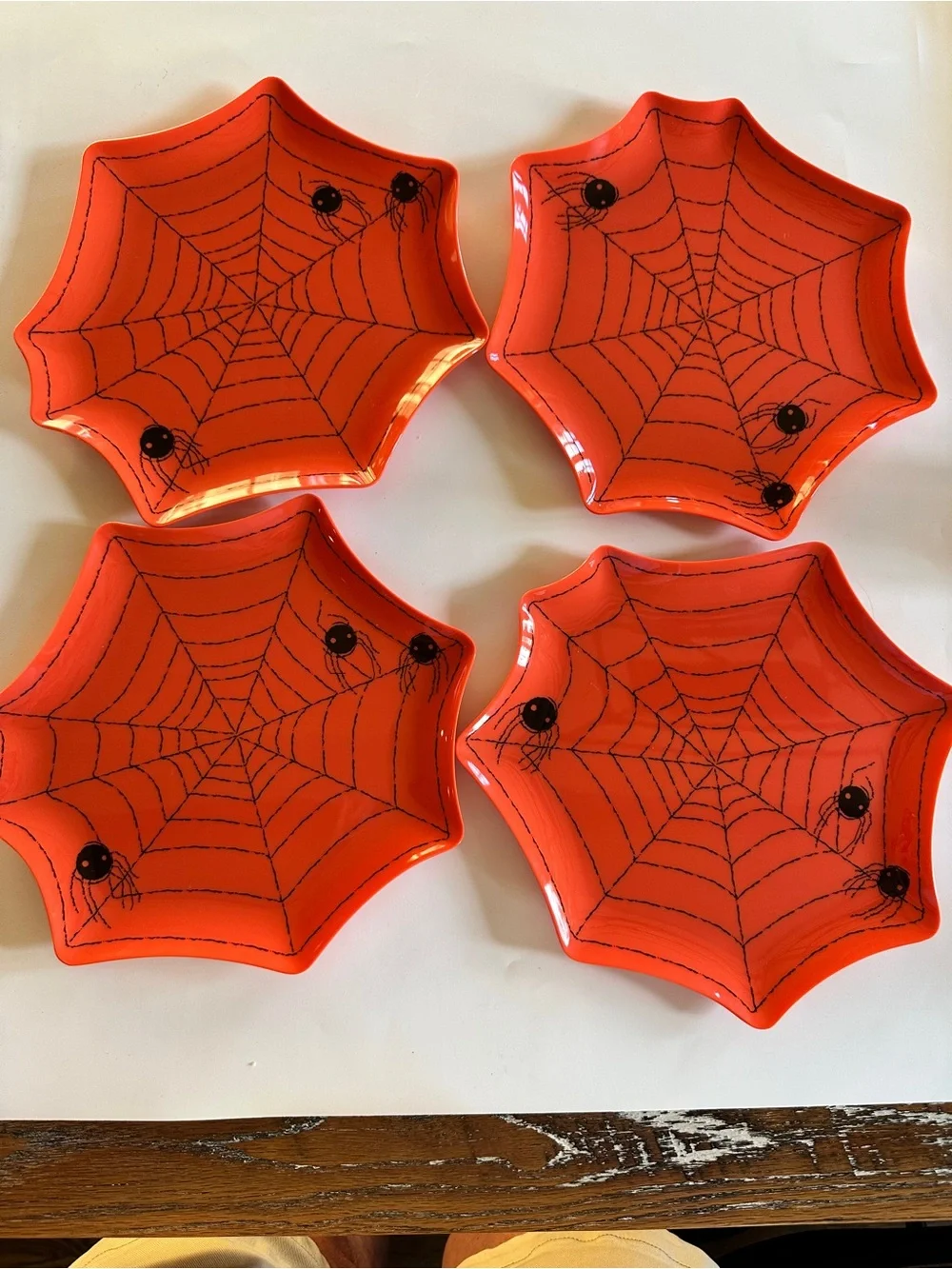Target Halloween 2009 Melamine Orange Spiderweb Halloween Plates - Set of 4